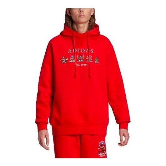 Суитчър adidas Originals Festive Graphic Print Hoodie Червено | HK7446