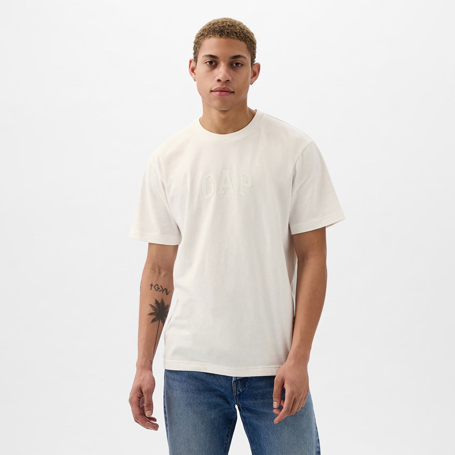 Тениска GAP Logo Tee New Off White Opt1 Бяло | 888270-02, 0
