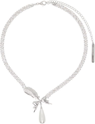 Колие SHUSHU/TONG SHUSHU/TONG YVMIN Edition Teardrop Zircon Feather Necklace Металик | 24813SLV00NN, 0