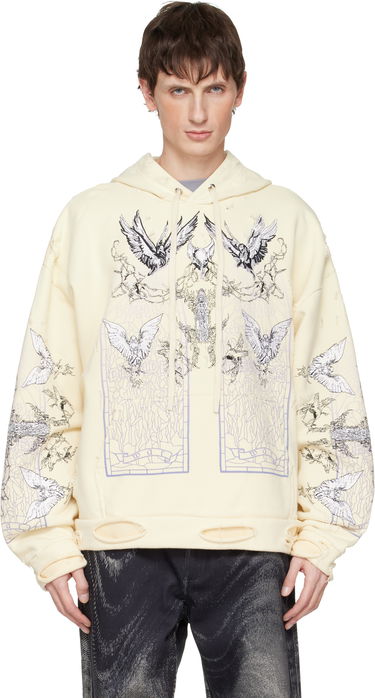 Суитчър Who Decides War Ascension Distressed Graphic Print Hoodie Жълто | 1110050001FW25, 0