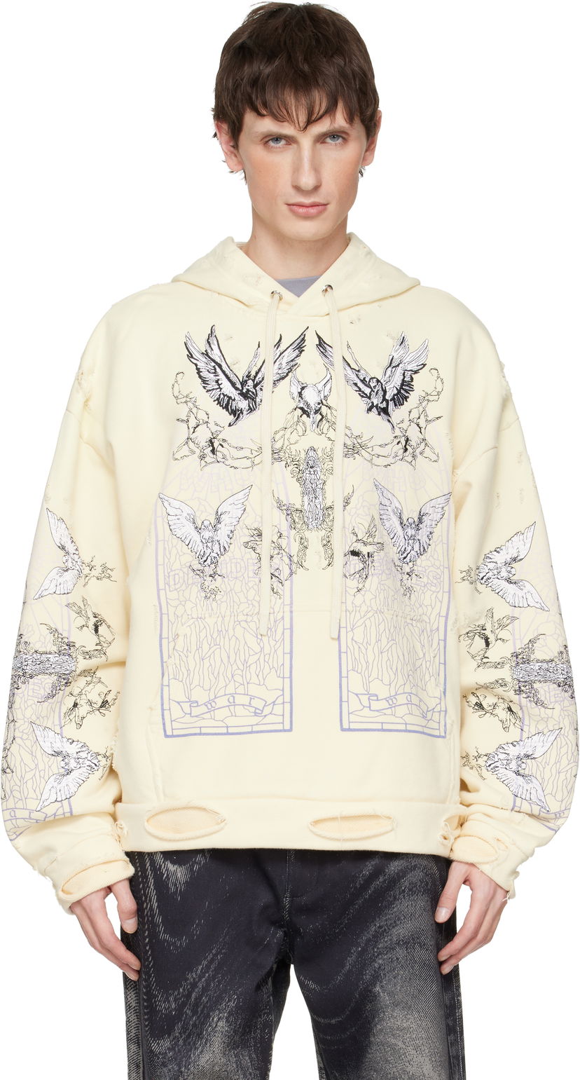 Суитчър Who Decides War Ascension Distressed Graphic Print Hoodie Жълто | 1110050001FW25