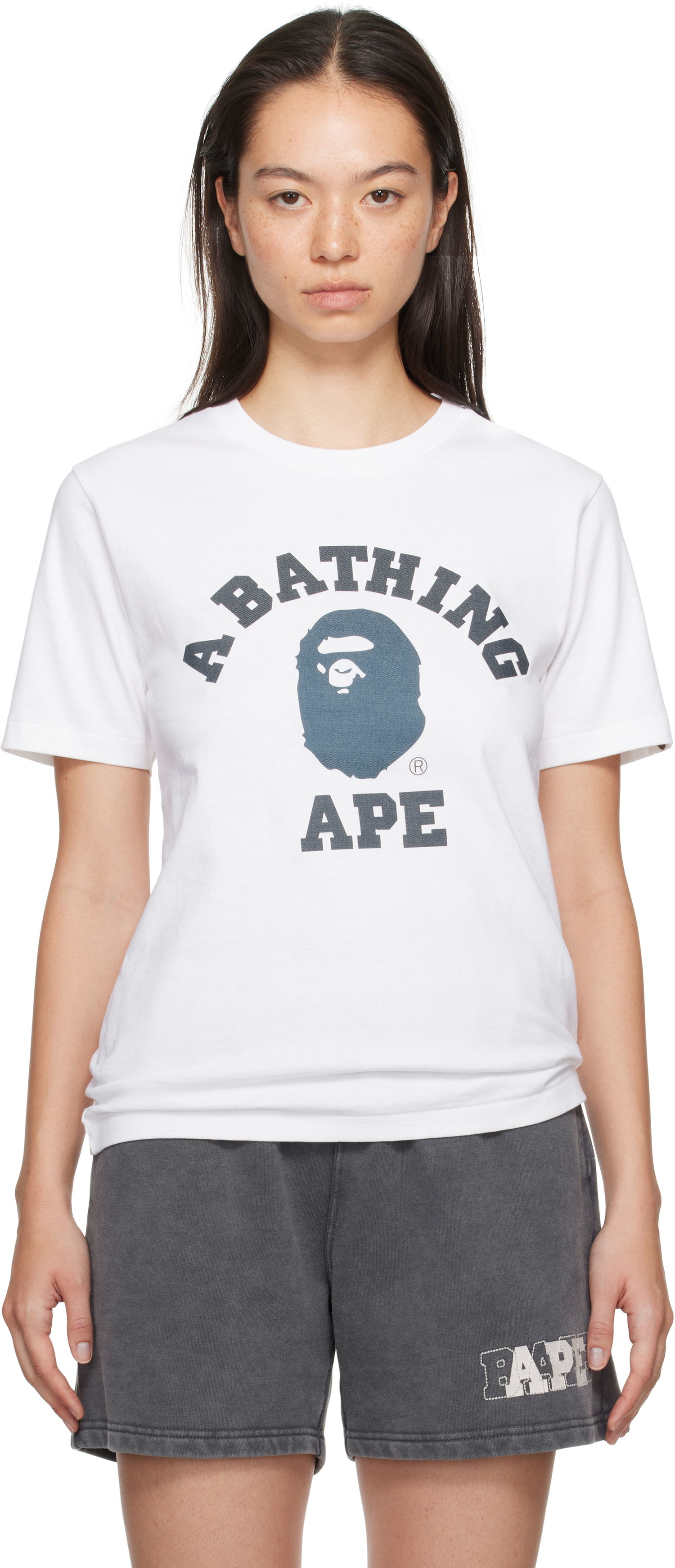 Тениска BAPE College T-Shirt Бяло | 001TEK802112L, 0