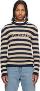 Balmain 'Balmain' Logo Striped Button-Shoulder Sweater