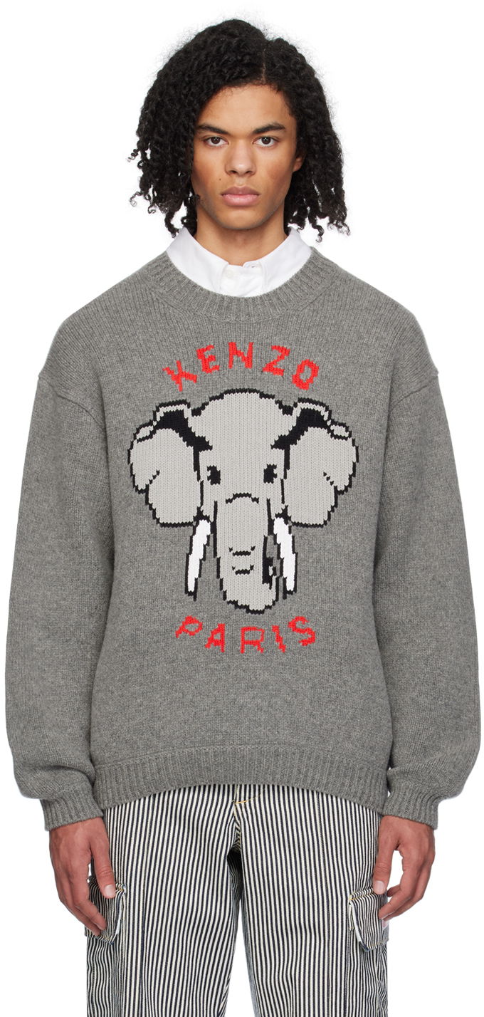 Пуловер KENZO Paris Elephant Sweater Сиво | FD55PU3643BA, 0