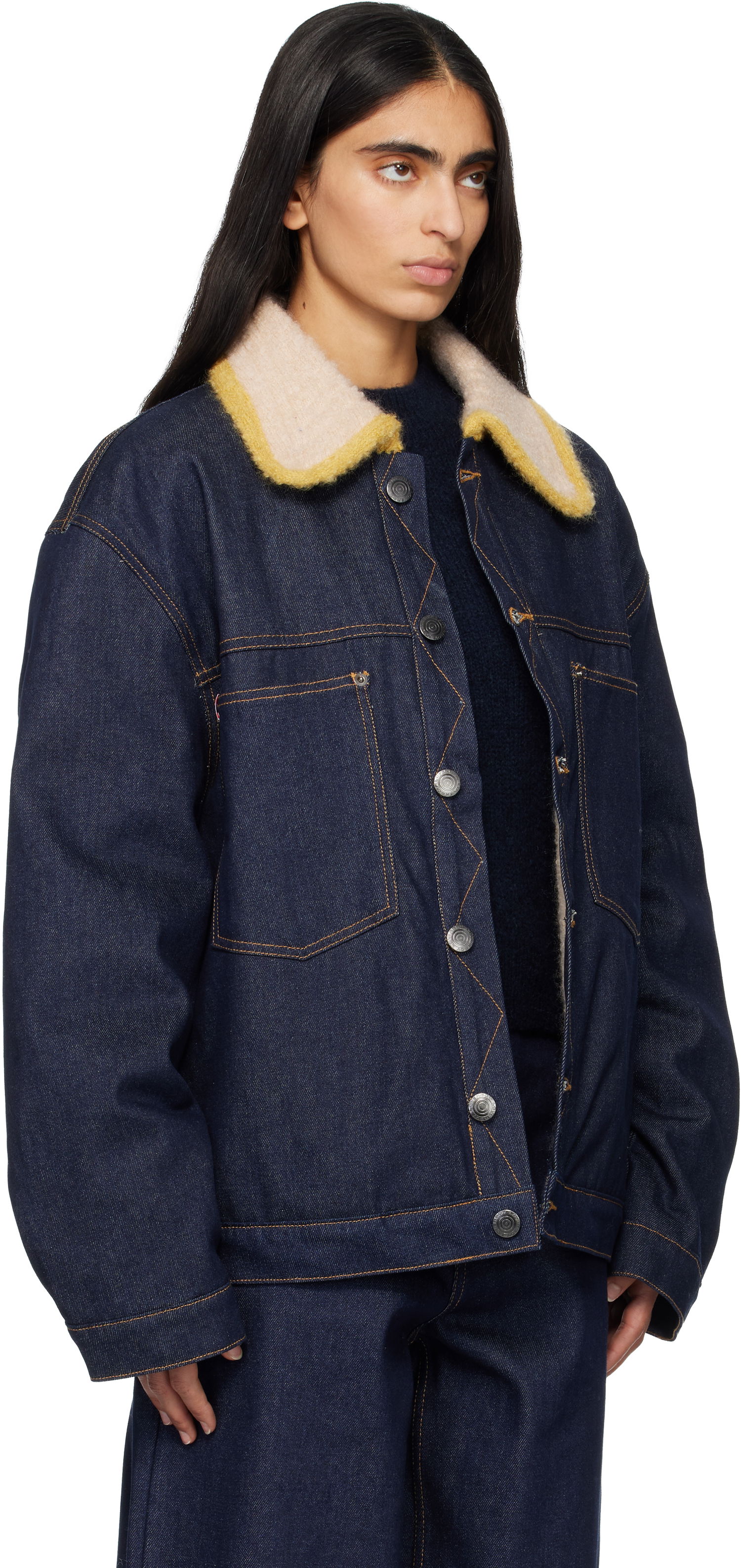 Яке Charles Jeffrey Loverboy Charles Jeffrey LOVERBOY Knitted Collar Denim Jacket Синьо | 52010401, 1