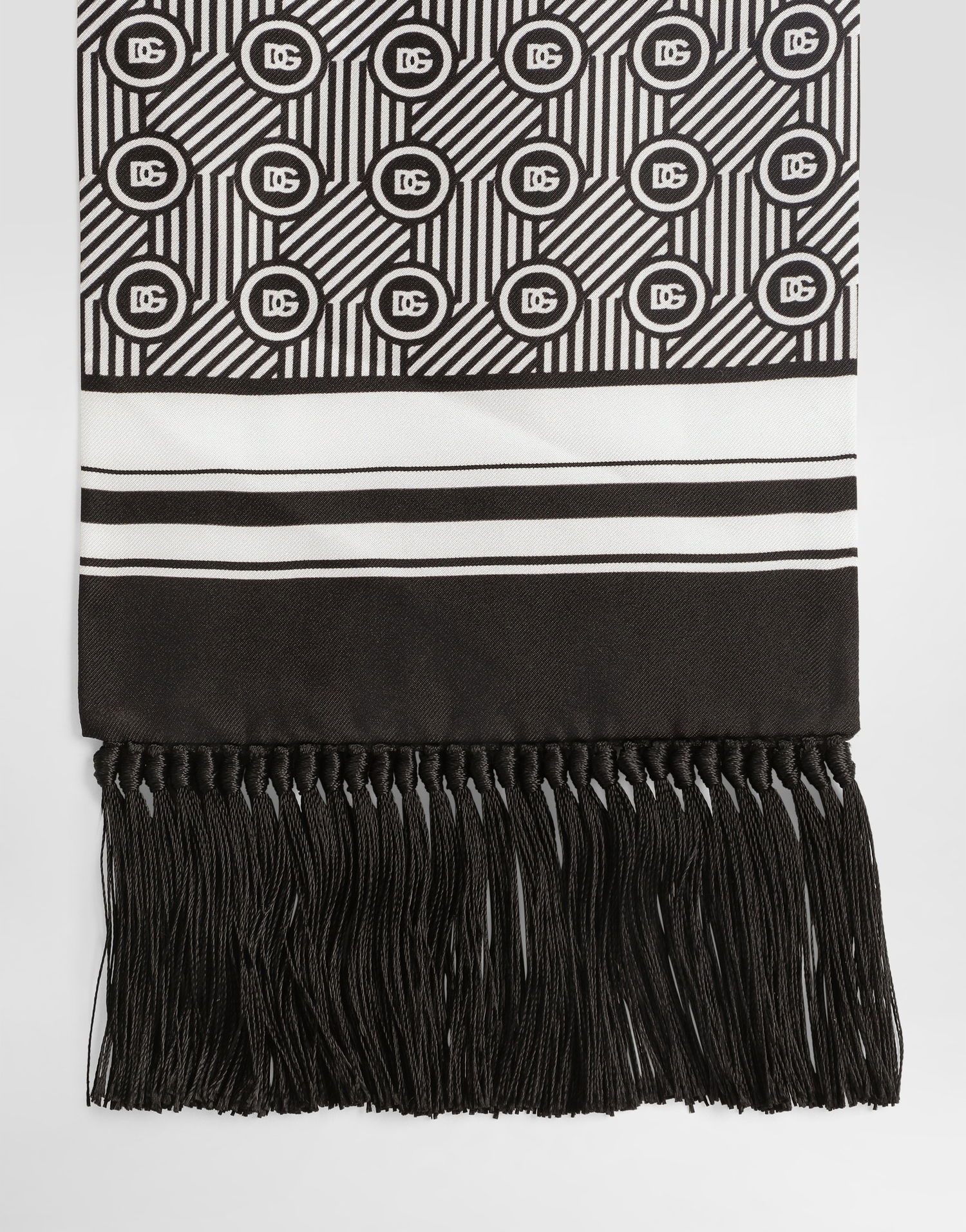 Шал Dolce & Gabbana Dolce & Gabbana Silk Twill Scarf with Micro-design and Logo Черно | GQ214EG0WV0HH8RN, 1