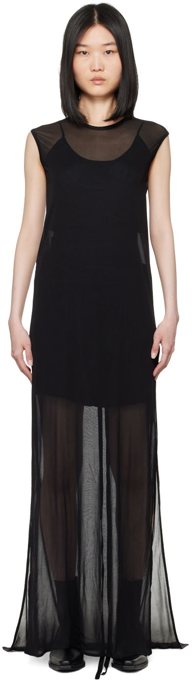 Pокля Ann Demeulemeester Semi-Sheer Maxi Dress Черно | 2401-W-JDR34-FA432-099