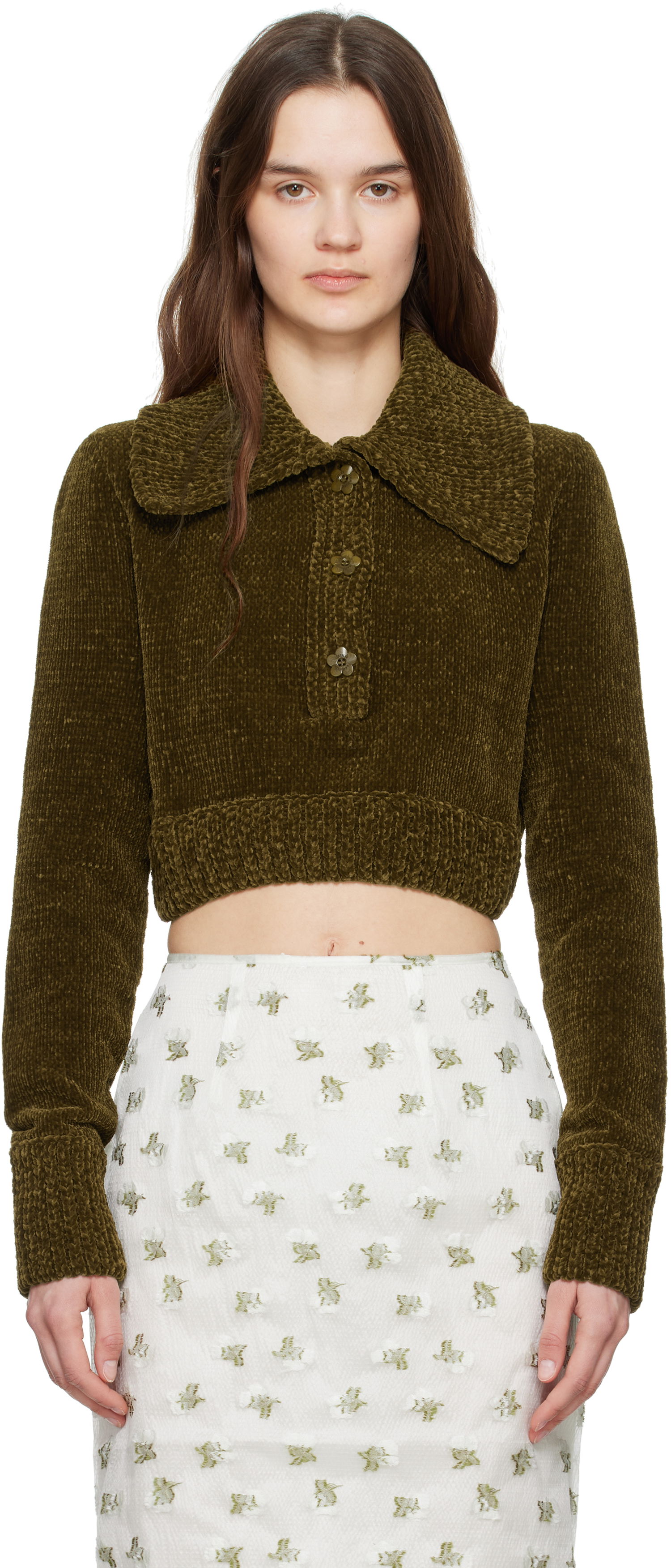 Пуловер Cecilie Bahnsen Cecilie Bahnsen Calla Cropped Knit Sweater Зелено | 4.24KNI51006 CALLA JUMPER, 0