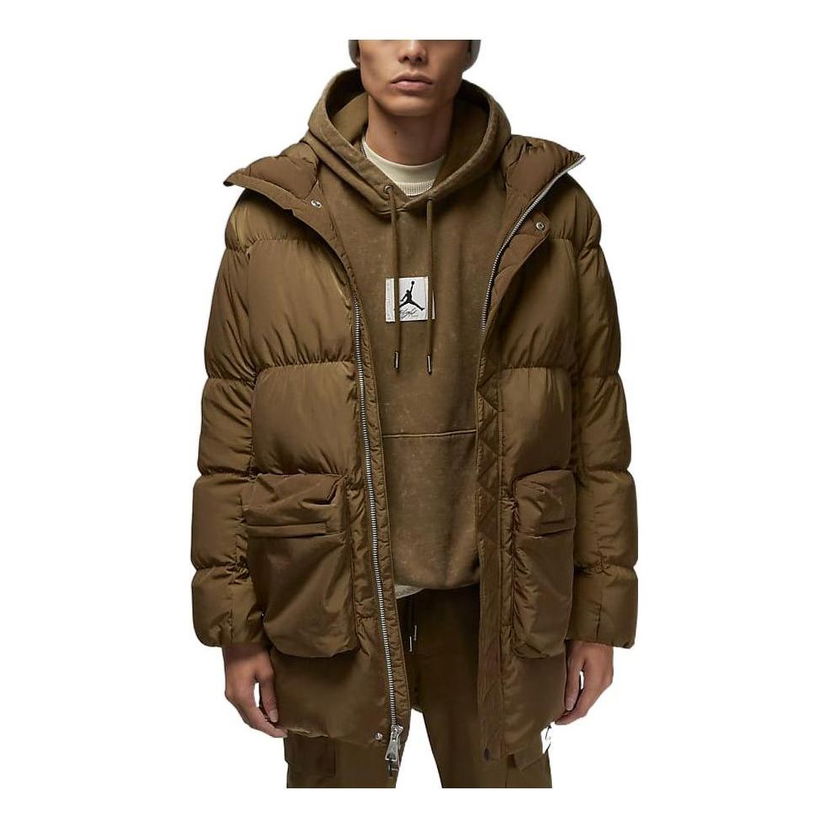 Пухо яке Jordan Jordan Logo Zipper Mid-Length Down Jacket Зелено | DQ7347-385