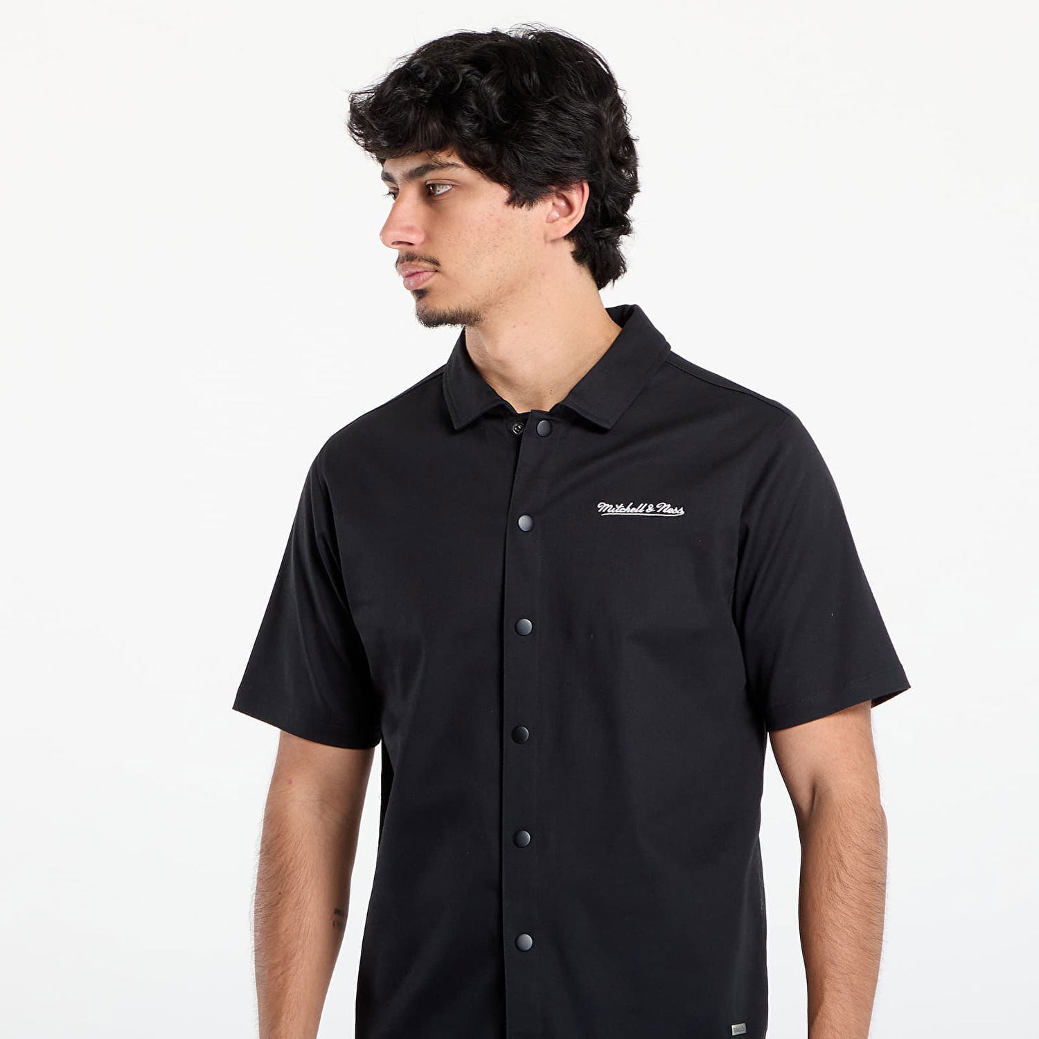 Риза Mitchell & Ness Mitchell & Ness Branded M&N SS Button Up Shirt Черно | TP9954-MNNBLCK, 1