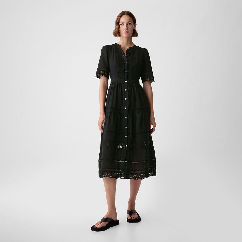 Pокля GAP Dresses Shortsleeve Midi Dress Black Черно | 880287-00