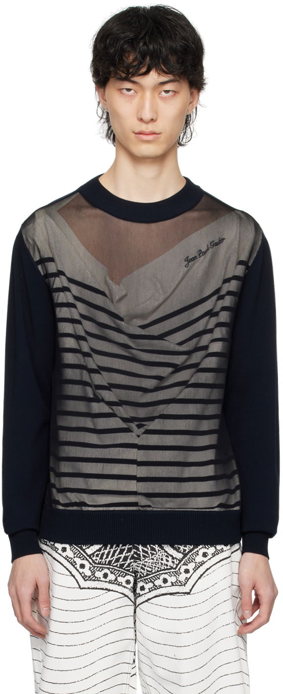 Пуловер Jean Paul Gaultier Gaultier Oversized Striped Sweater Тъмно синьо | 24/25-U-PL046B-M064-590100