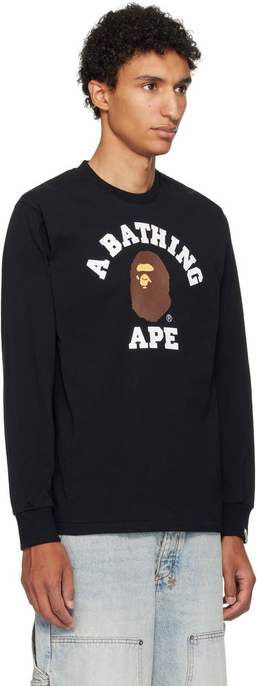Тениска BAPE A Bathing Ape College Long Sleeve T-Shirt Бяло | 001LTL301013M, 4