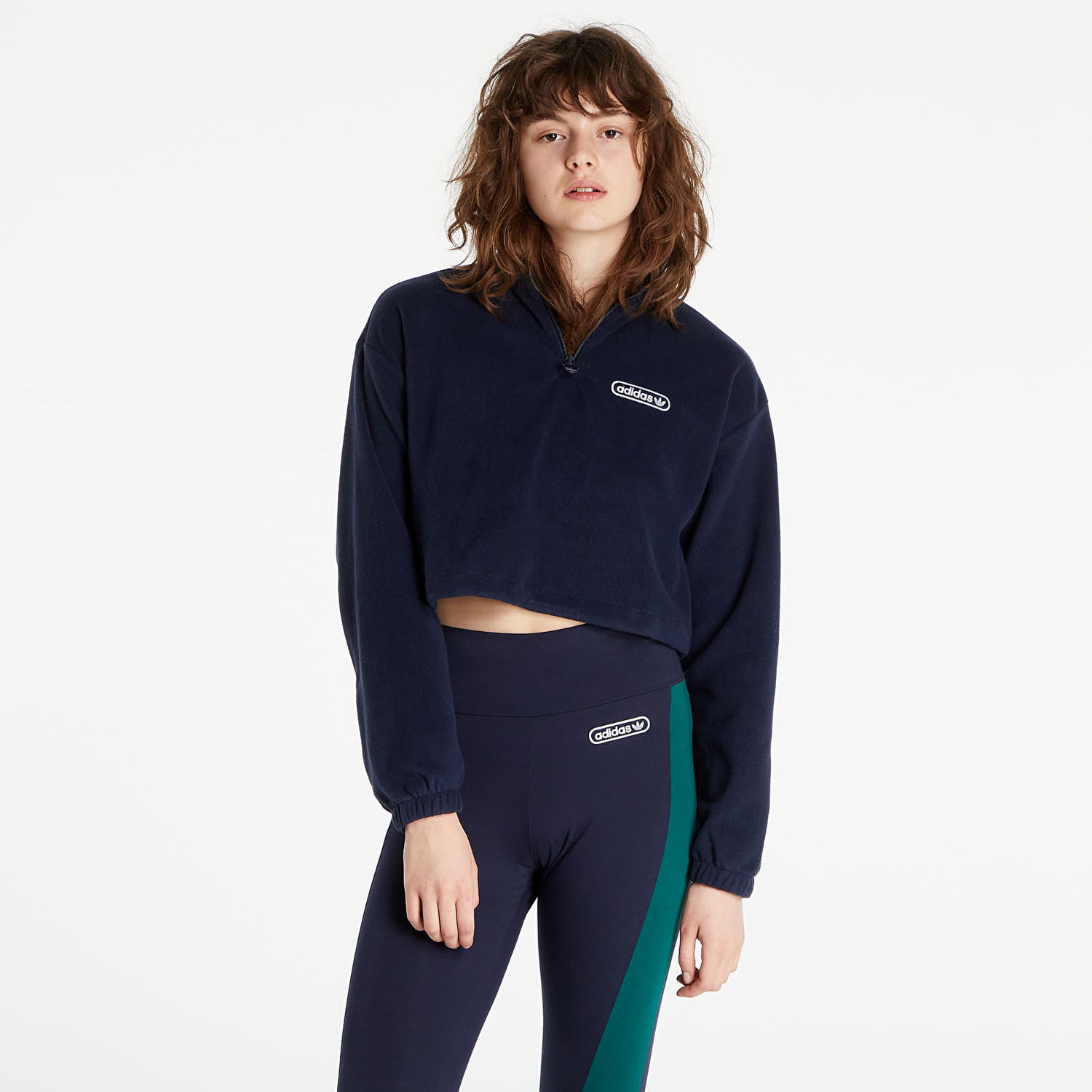 Суитчър adidas Originals Retro 1/4 Zip Cropped Тъмно синьо | HL0052, 0