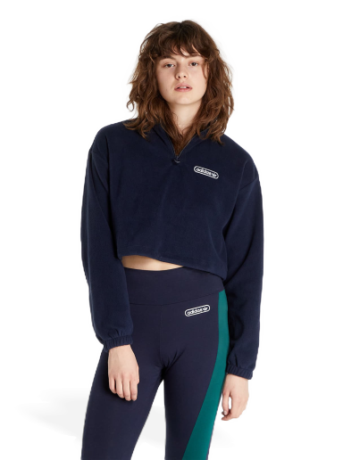 Суитчър adidas Originals Retro 1/4 Zip Cropped Тъмно синьо | HL0052