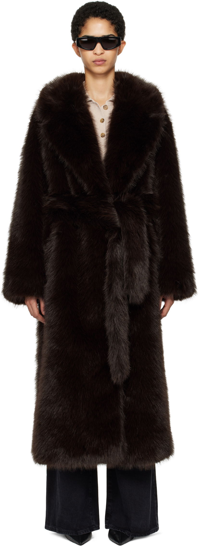 Палта AGOLDE Faux-Fur Coat Кафяво | A5076