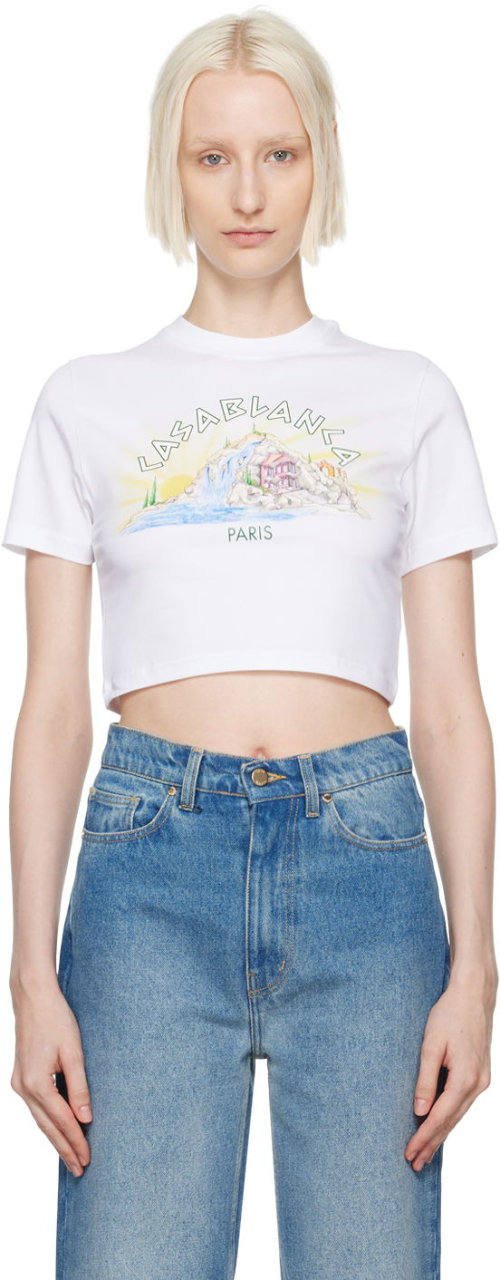 Тениска Casablanca White Mountain River Baby T-Shirt Бяло | WF24-JTS-009-01