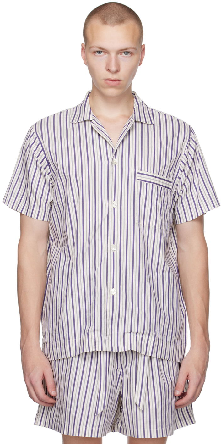 Риза TEKLA Tekla Striped Pajama Shirt Лилаво | SWE-LOS, 0