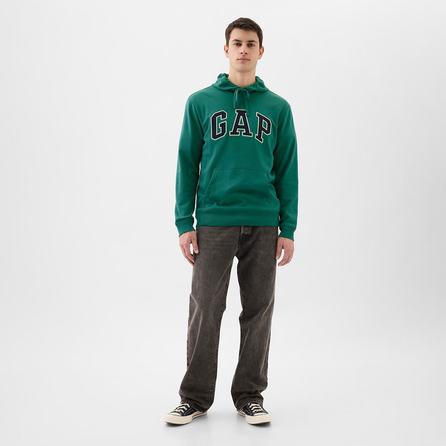 Суитчър GAP French Terry Pullover Logo Hoodie Jade Stone Зелено | 868460-00, 1