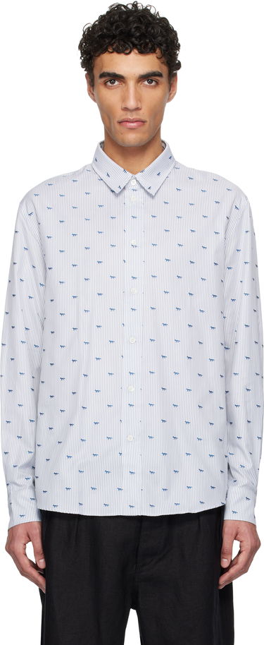 Риза MAISON KITSUNÉ Maison Kitsuné Profile Fox Casual Striped Shirt Бяло | MM00408WC5046, 0
