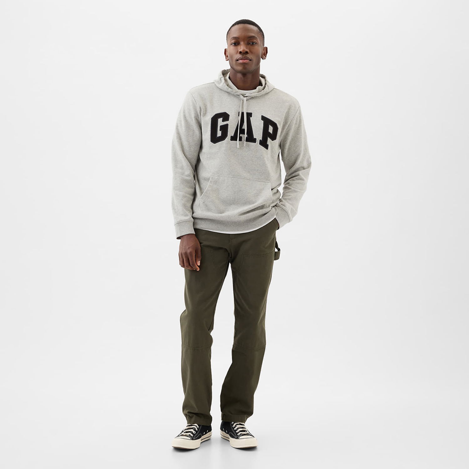 Суитчър GAP French Terry Pullover Logo Hoodie B08 Сиво | 868453-03, 1