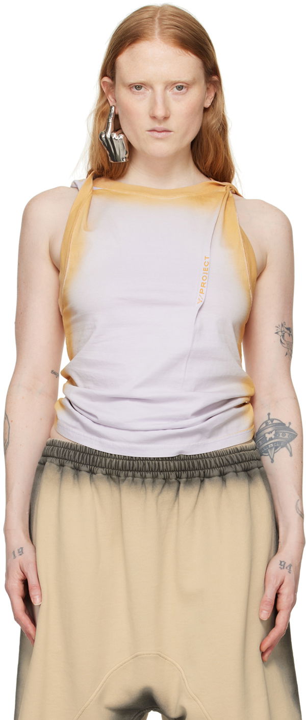 Потник Y/PROJECT Purple Twisted Shoulder Tank Top Лилаво | 204TS004, 0