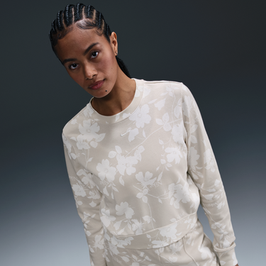 Пуловер Nike Nike Sportswear Chill Terry Crew Sweatshirt with Floral Print Бежово | HQ5708-104, 0