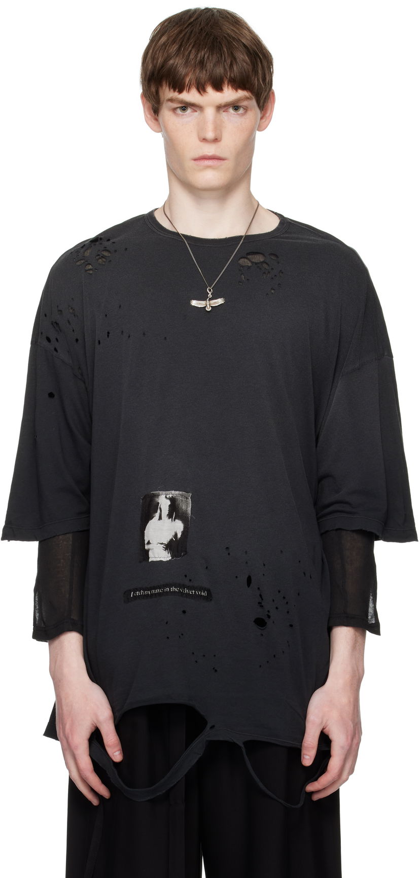 Тениска Ann Demeulemeester Ann Demeulemeester Dieter High Comfort Fit T-Shirt Черно | B0013056-FA638-098