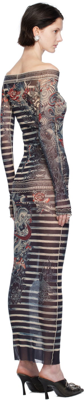 Pокля Jean Paul Gaultier Mariniere Print Maxi Dress Черно | 23/15-F-RO071-T537-595031, 2