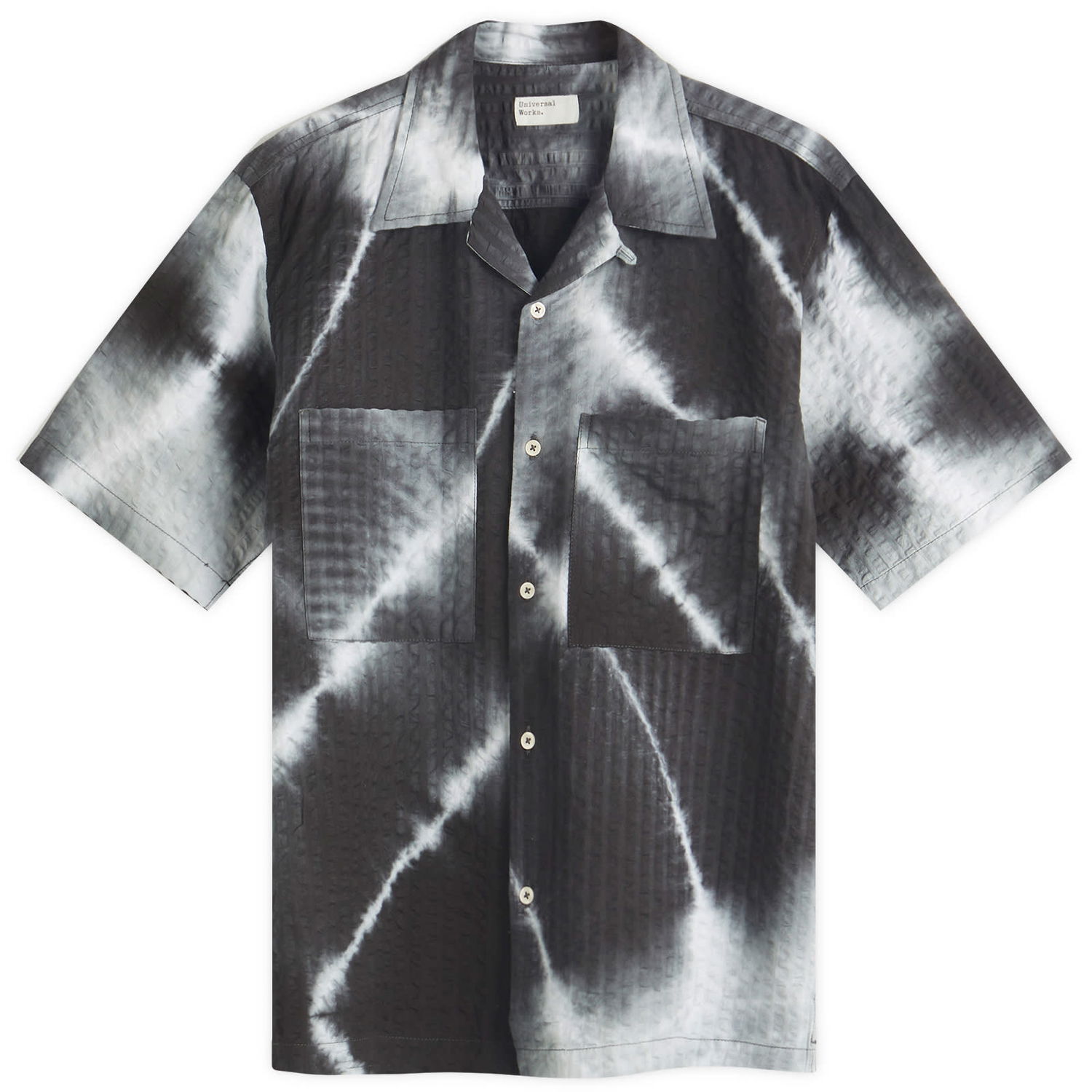 Риза Universal Works Tie Dye Seersucker Camp Shirt, Size Large Черно | 32159-CHC, 0