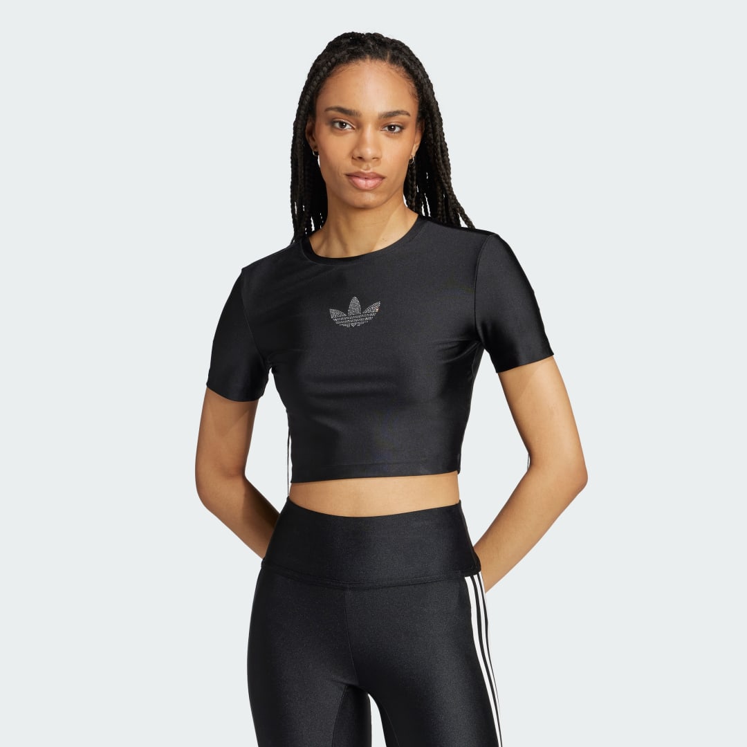 Тениска adidas Performance Rhinestone Trefoil T-shirt Черно | IW5681, 0