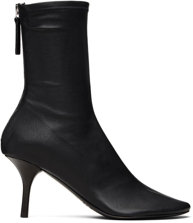 Leather Pointed Toe Stiletto Ankle Boots