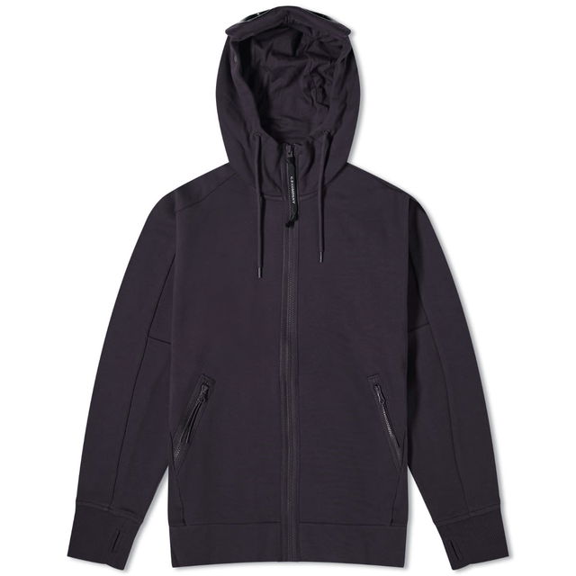 Diagonal Raised Fleece Goggle Zipped Hoodie