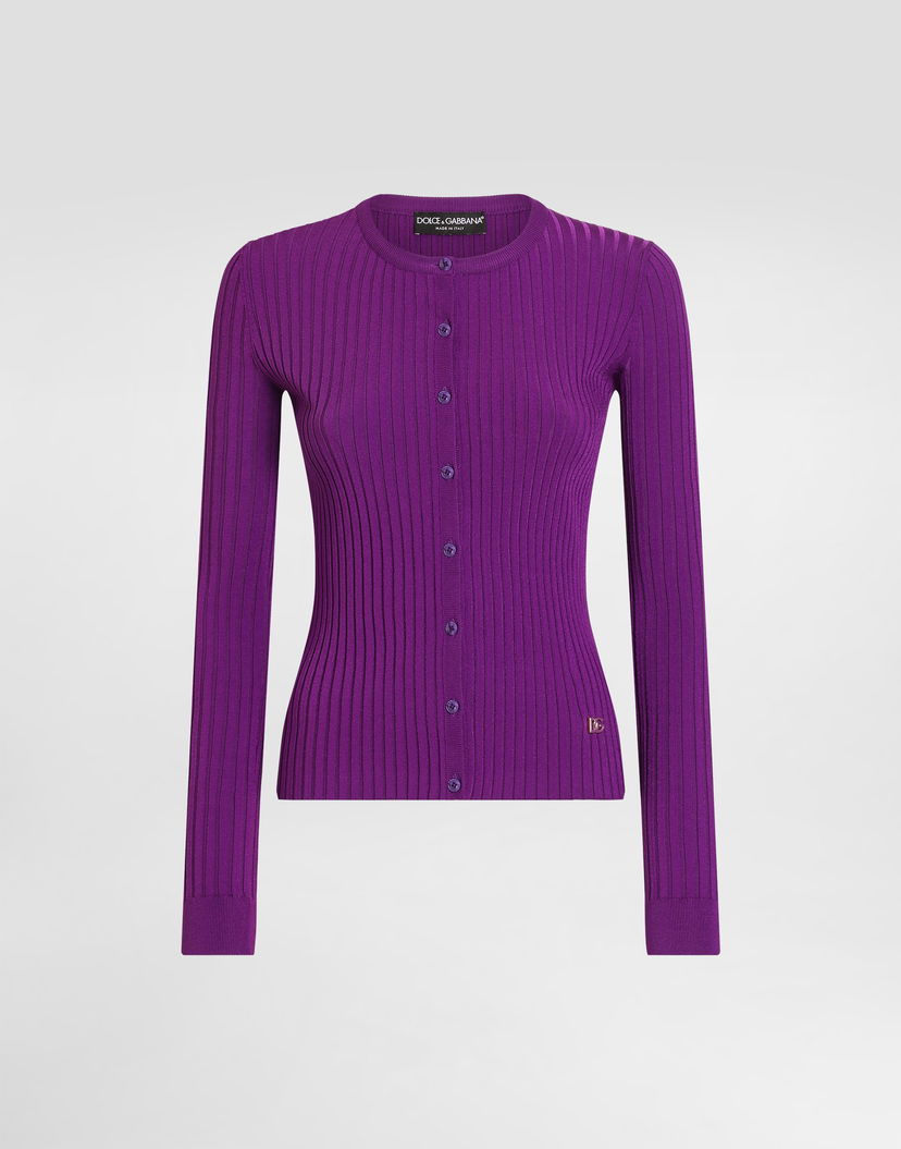 Пуловер Dolce & Gabbana Dolce & Gabbana Ribbed Viscose Cardigan Лилаво | FXV90TJFMZYF0373