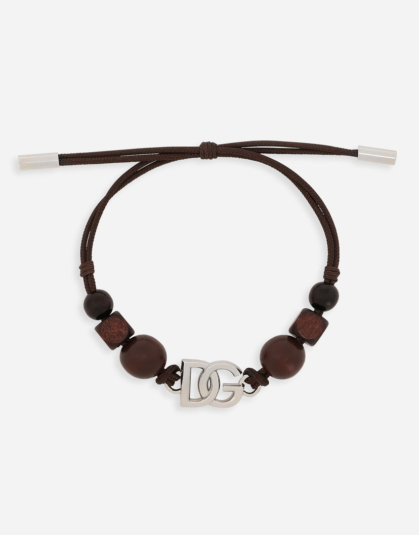 Гривна Dolce & Gabbana Dolce & Gabbana Cord Bracelet with Wooden Beads and DG Logo Кафяво | WBQ5P1W1111S9000
