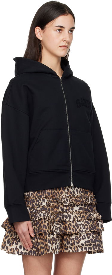 Суитчър GANNI GANNI Two-way Zip Hoodie Черно | T4369, 1