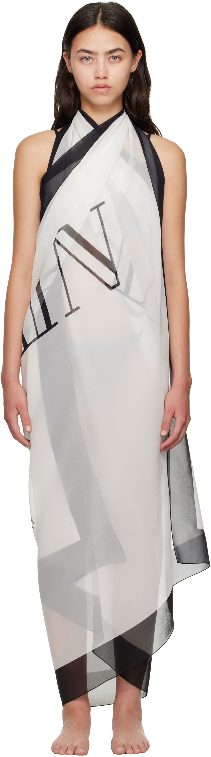 Шал Balmain Balmain Two-Tone Printed Beach Cover-up Бяло | BKA202410