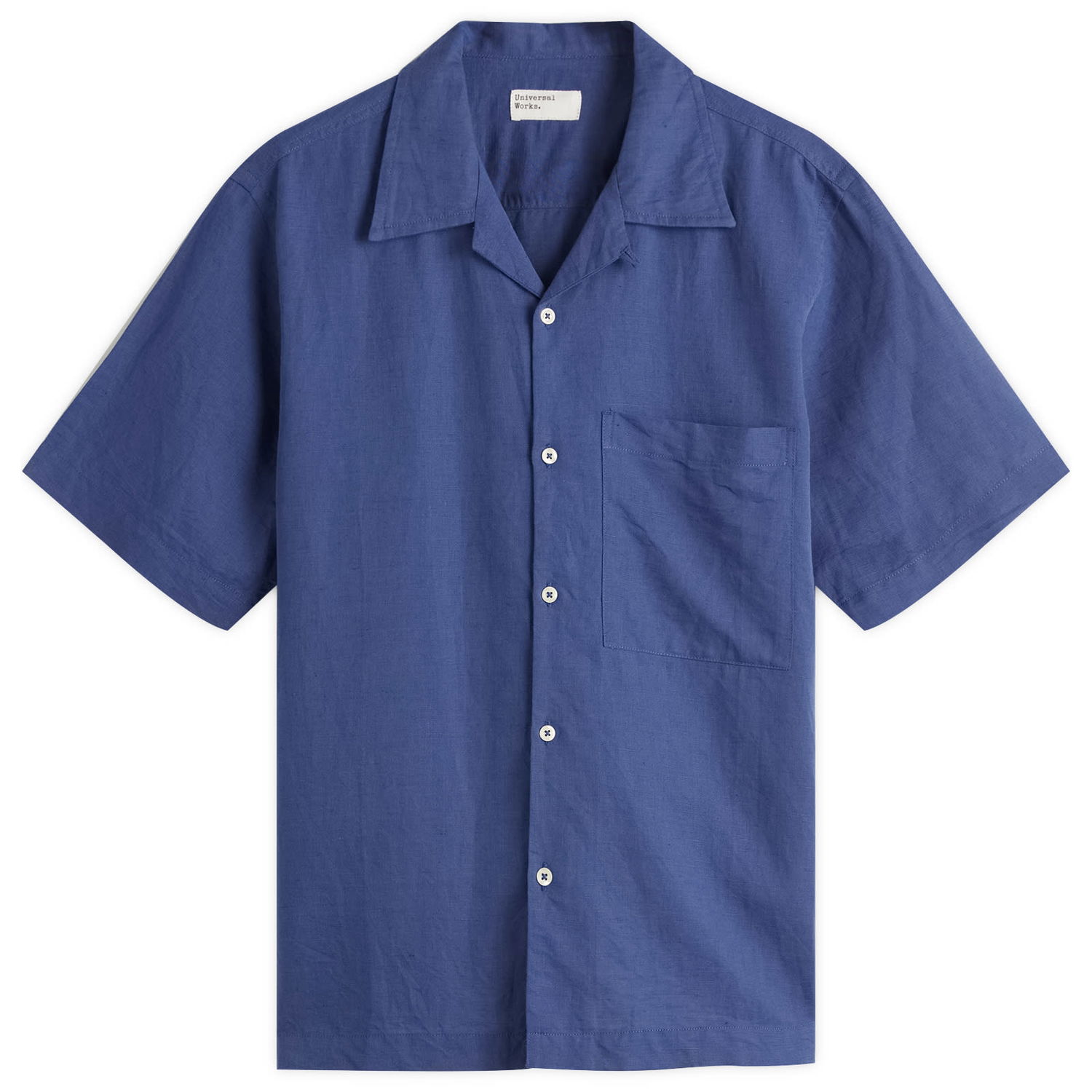 Риза Universal Works Universal Works Linen Cotton Camp Shirt, Size Large Синьо | P32032-BLU, 0
