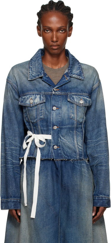 Яке Maison Margiela MM6 Maison Margiela Cropped Denim Jacket with Tie Синьо | S52AM0340 M30017, 0