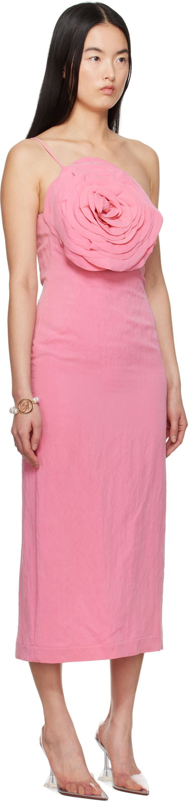 Pокля Blumarine Blumarine Sheath Rose Detail Midi Dress Бяло | P522A627A, 4