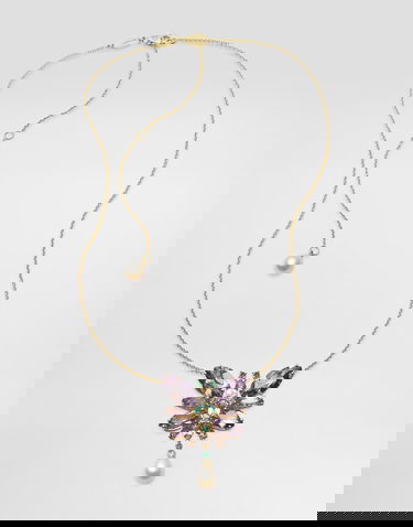 Колие Dolce & Gabbana Dolce & Gabbana 18K Gold Butterfly Necklace with Amethysts and Pearls Лилаво | WAJI1GWAM01ZOO00, 0