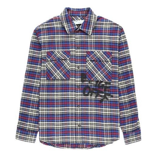 Риза Off-White Virgil Abloh Flannel Check Shirt Синьо | OMGA091F19F330063010