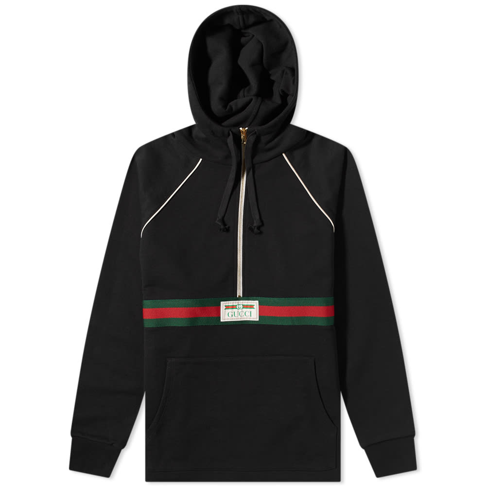 Суитчър Gucci Quarter Zip Stripe Hoody Черно | 645320-XJDAK-1060, 0