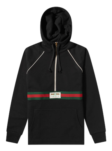 Суитчър Gucci Quarter Zip Stripe Hoody Черно | 645320-XJDAK-1060