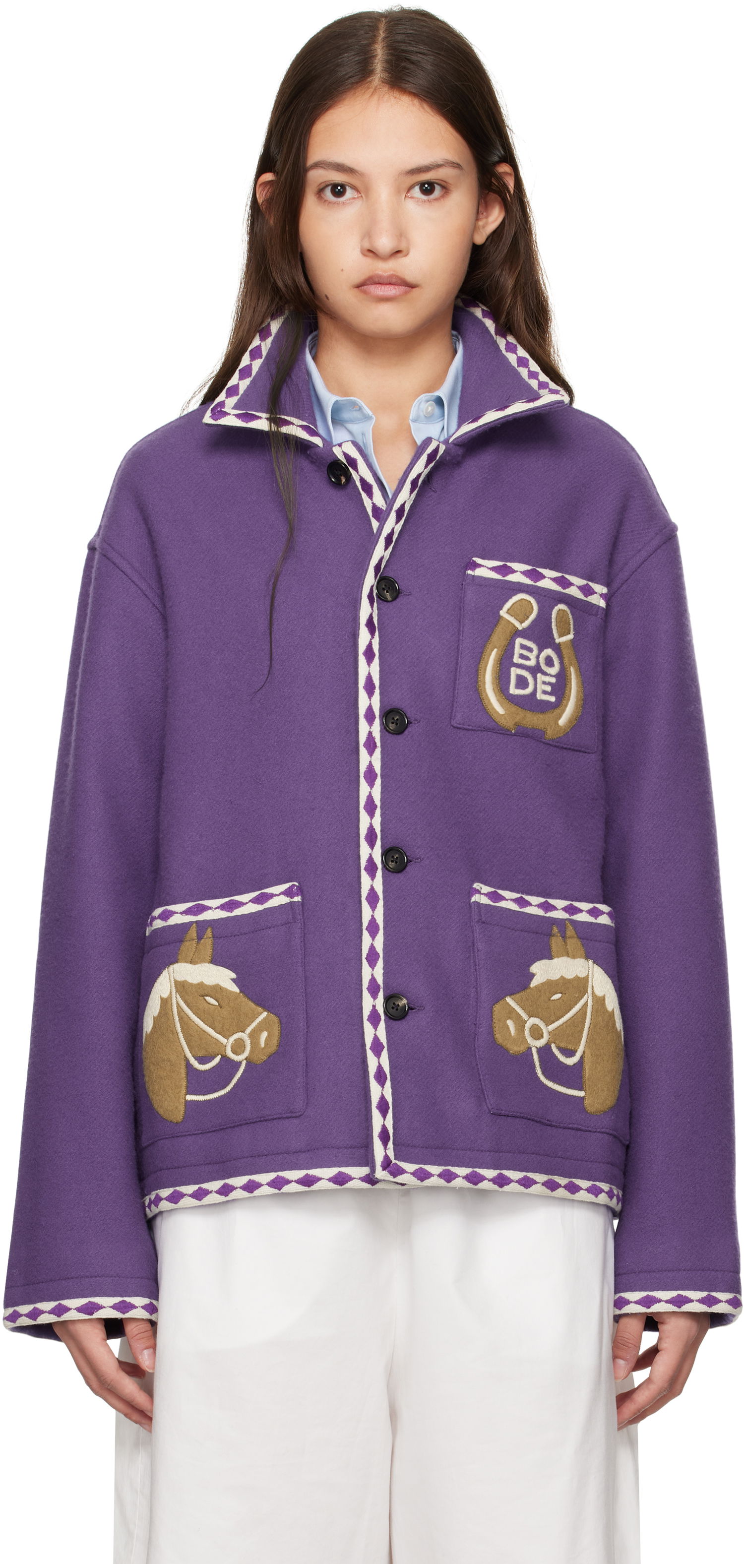 Яке Bode Appliqué Horse Chore Jacket Лилаво | MRF24JA026, 0