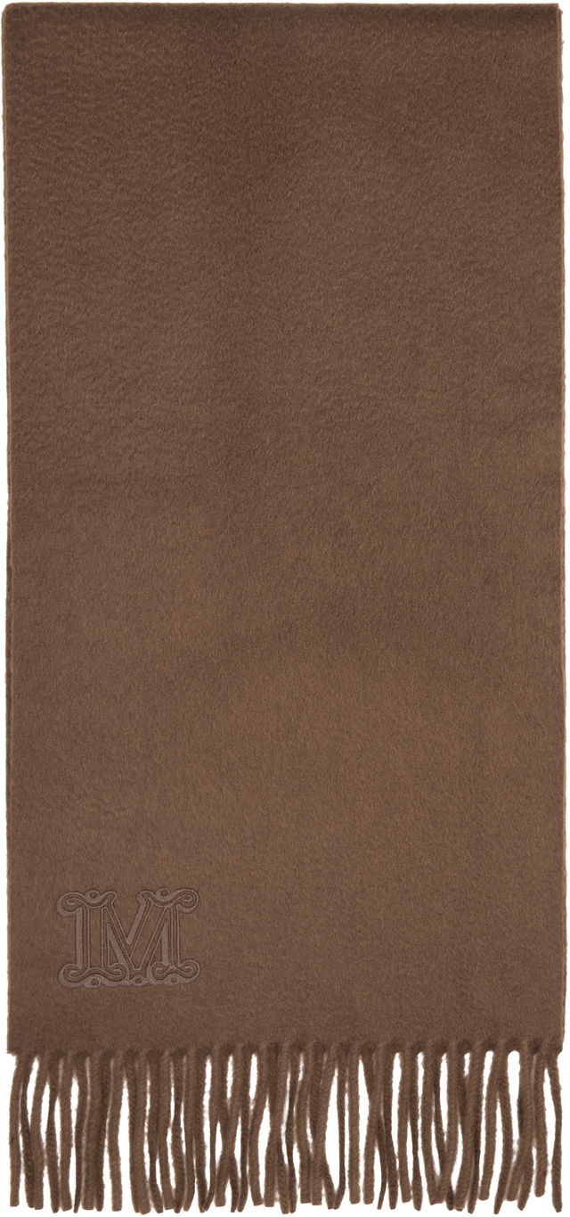 Wsdalia Embroidered M-Logo Fringed Scarf