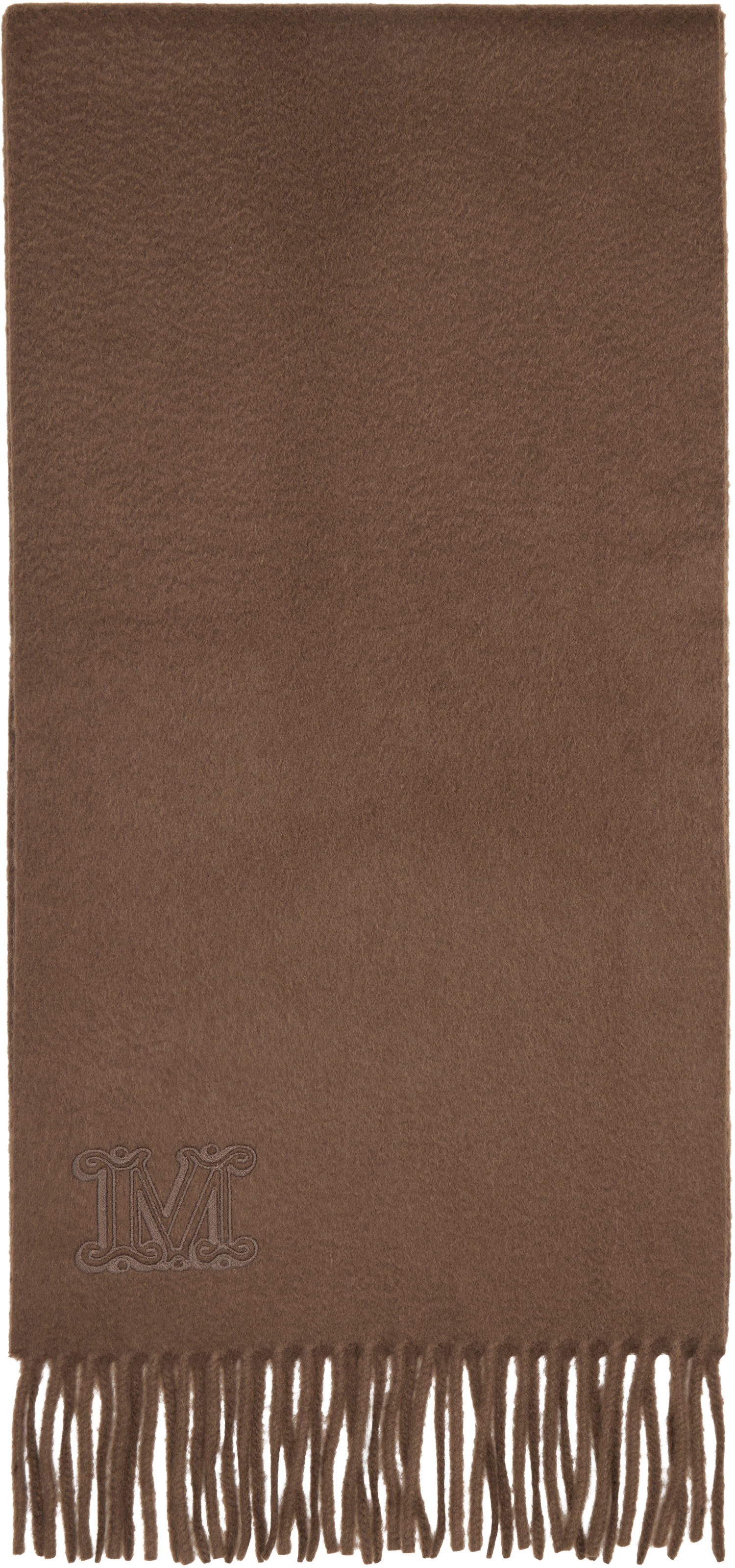 Шал Max Mara Wsdalia Embroidered M-Logo Fringed Scarf Кафяво | 2524546311600, 0