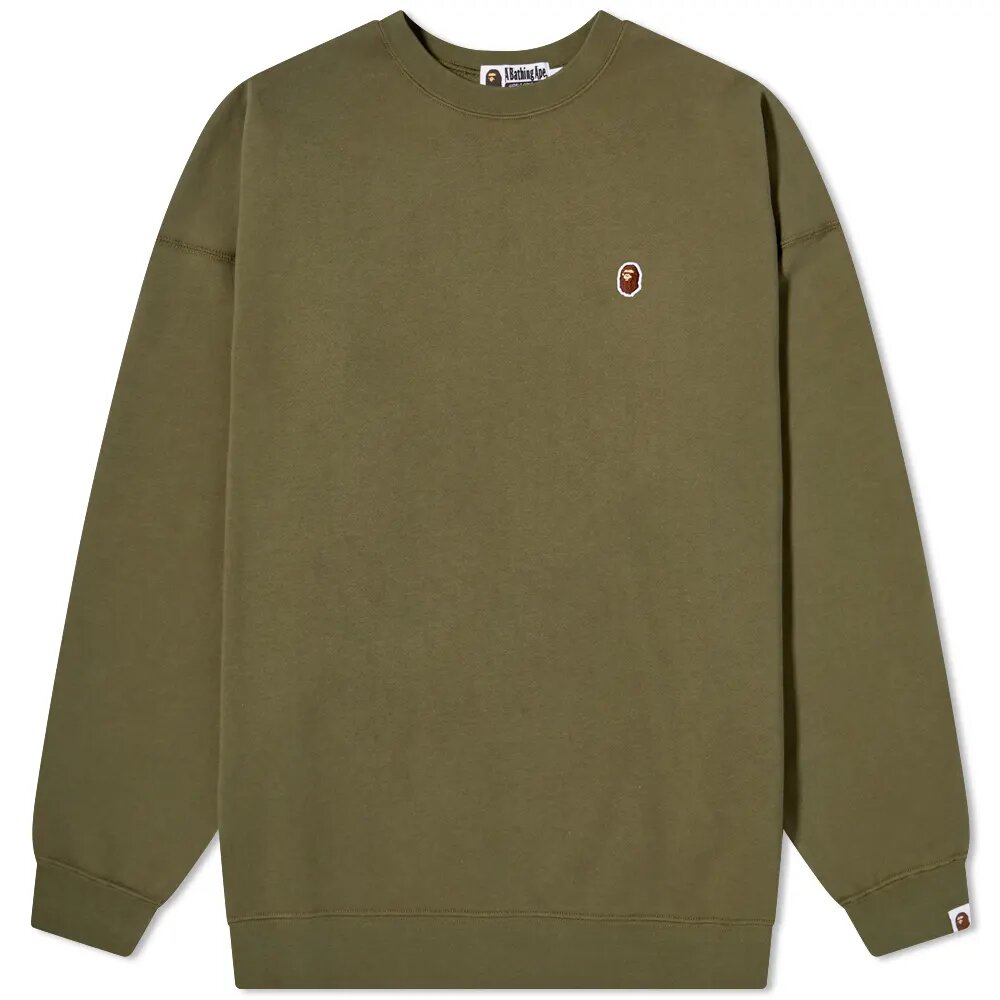 Суитчър BAPE Oversized Ape Logo Crew Sweat Зелено | 001SWH802503L-GRN, 1