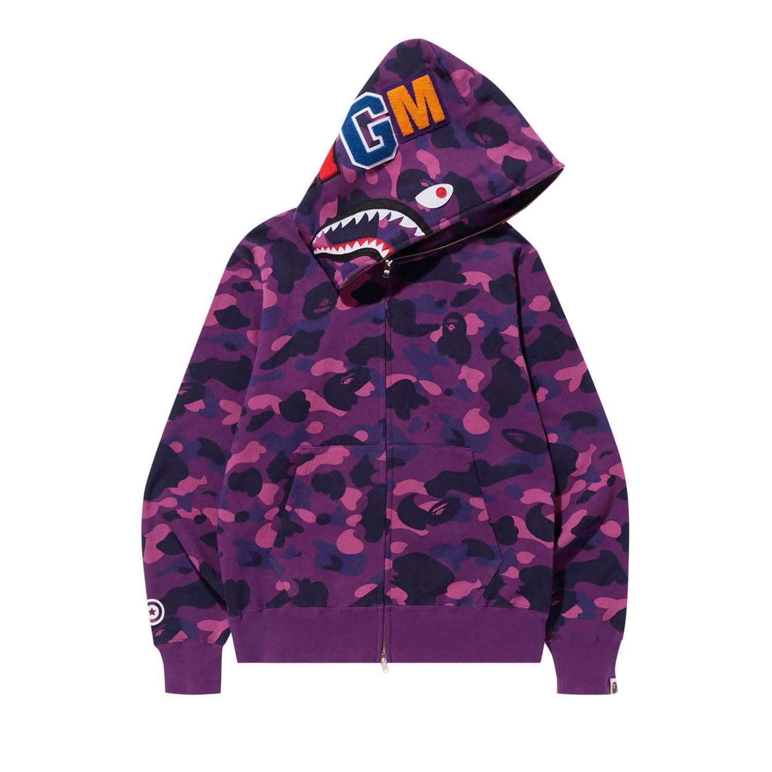 Суитчър BAPE Color Camo Shark Full Zip Hoodie Лилаво | 1I20 115 005 PURPLE, 1