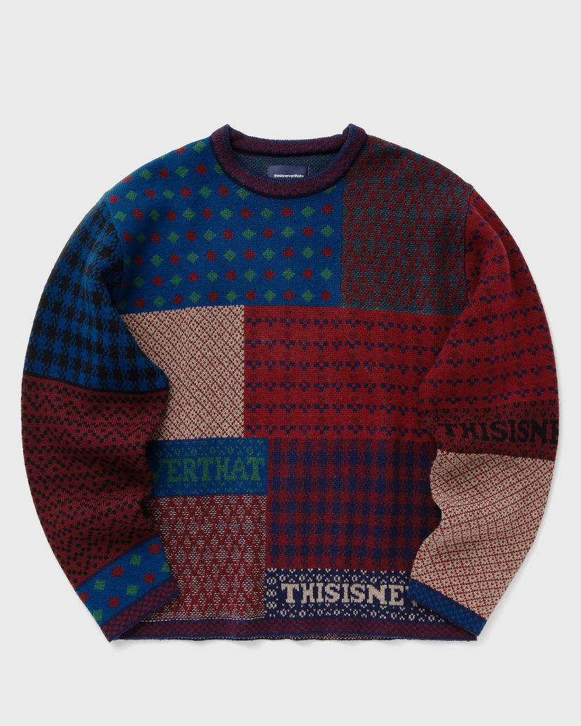 Пуловер thisisneverthat Patchwork Knit Pullover Sweater Синьо | TN243KKNPK06MLT